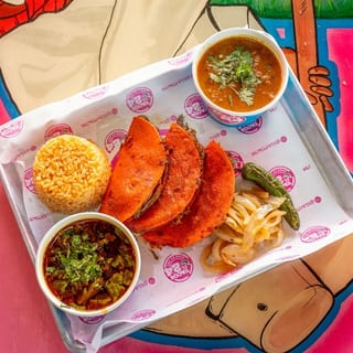 Quesatacos De Birria Plate Rice & Beans