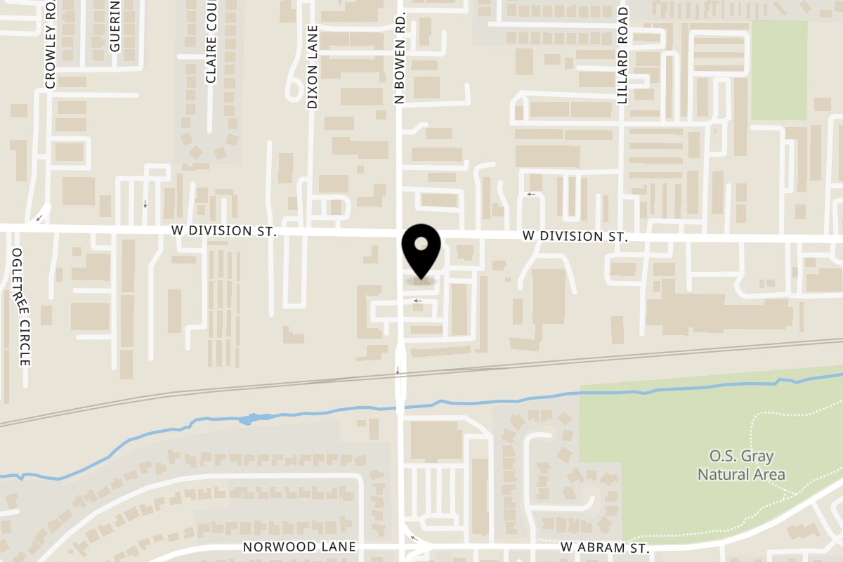 Map showing the location of Tacos El 24 S Bowen Rd - Arlington on 105 S Bowen Rd in Arlington